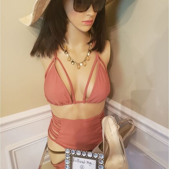 💗Forever 21 Triangle Cut Out High Waisted Bikini - Picture 1 of 7